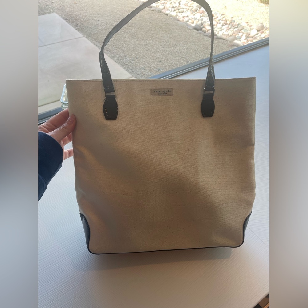 Vintage Original Kate Space Handbag White/Cream with Black Handles and Details